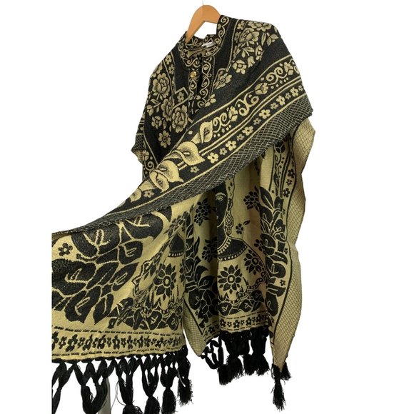 Mexicana Artilana Frida Poncho Jurongo Gaban Cape Cover NWOT 6485 OS - Picture 6 of 9